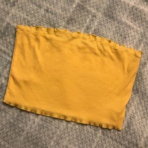 SHEIN lettuce trim rib-knit bandeau top